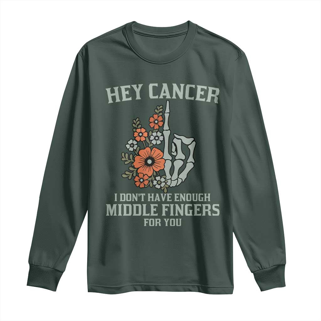 Anti Cancer Skeleton Middle Finger Long Sleeve Shirt Floral Fck Cancer