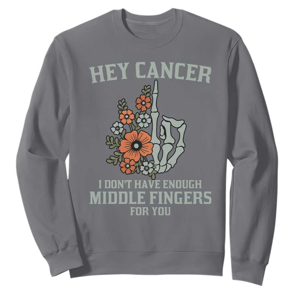 Anti Cancer Skeleton Middle Finger Sweatshirt Floral Fck Cancer