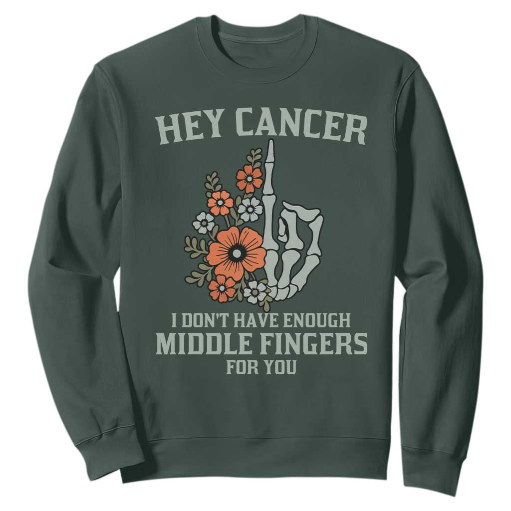 Anti Cancer Skeleton Middle Finger Sweatshirt Floral Fck Cancer