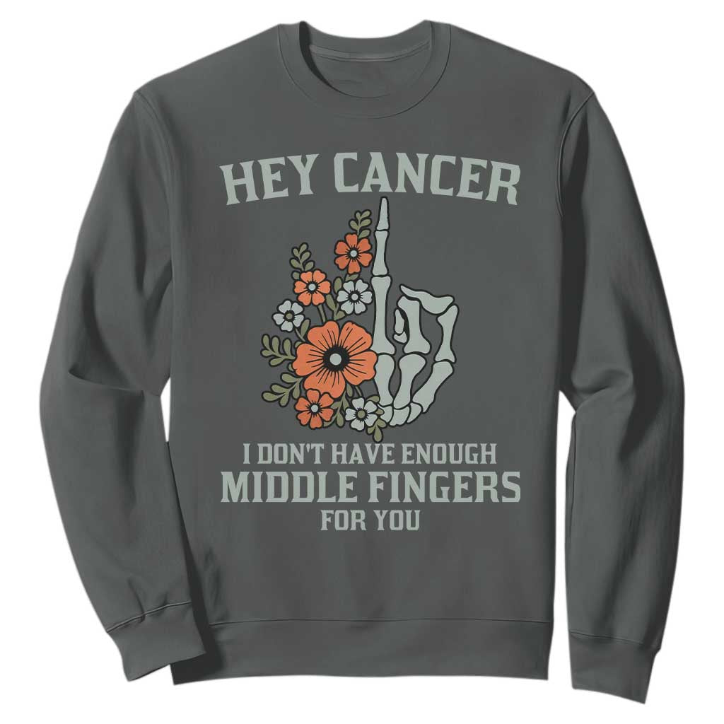 Anti Cancer Skeleton Middle Finger Sweatshirt Floral Fck Cancer