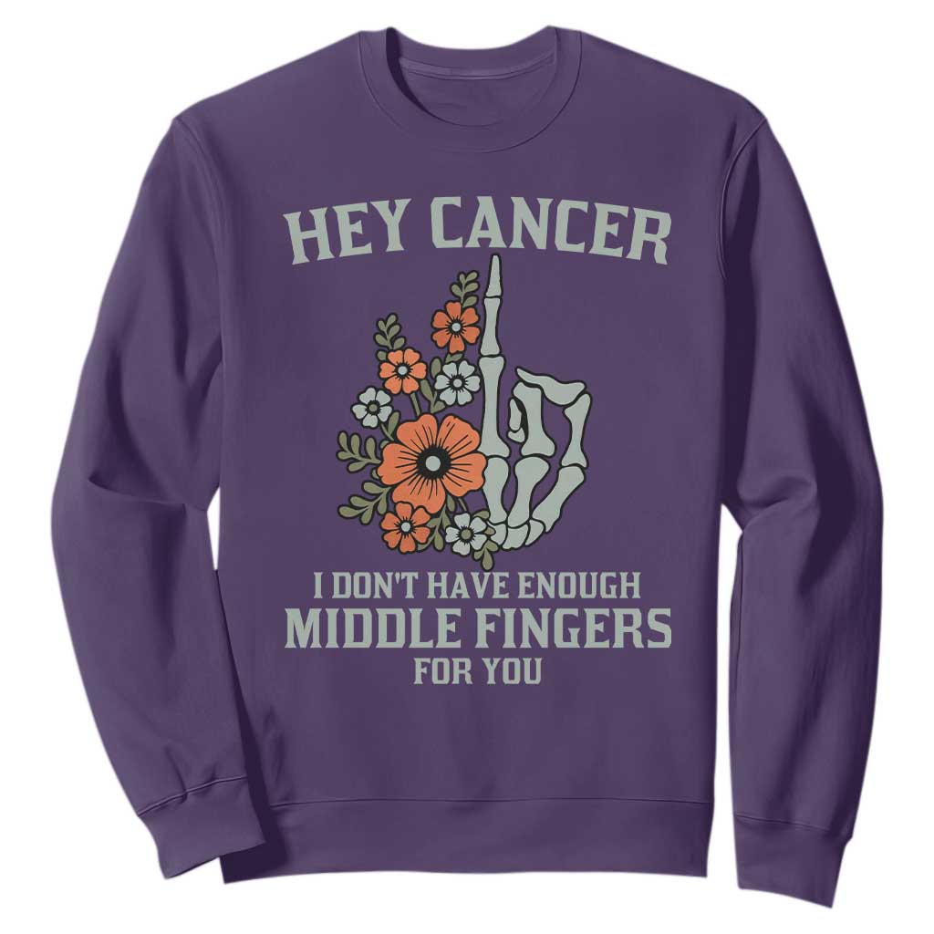Anti Cancer Skeleton Middle Finger Sweatshirt Floral Fck Cancer