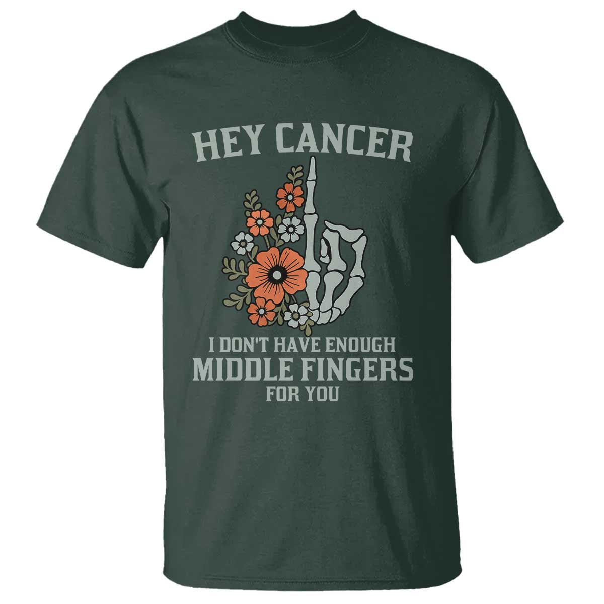 Anti Cancer Skeleton Middle Finger T Shirt Floral Fck Cancer