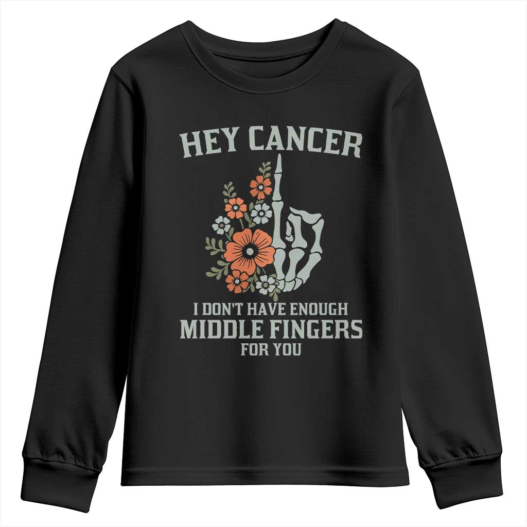 Anti Cancer Skeleton Middle Finger Youth Sweatshirt Floral Fck Cancer