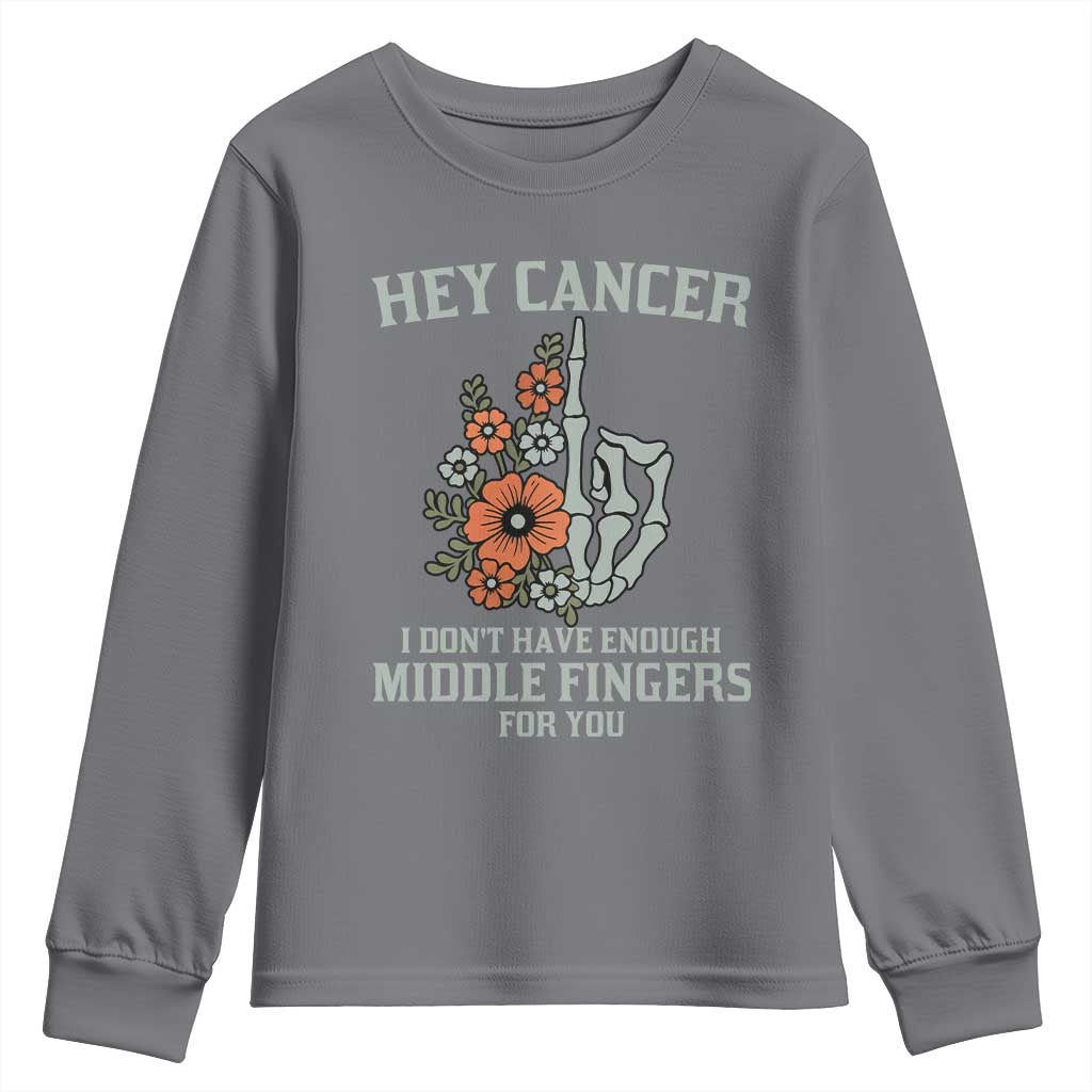 Anti Cancer Skeleton Middle Finger Youth Sweatshirt Floral Fck Cancer
