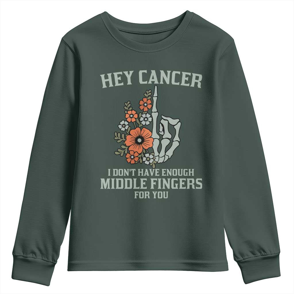 Anti Cancer Skeleton Middle Finger Youth Sweatshirt Floral Fck Cancer