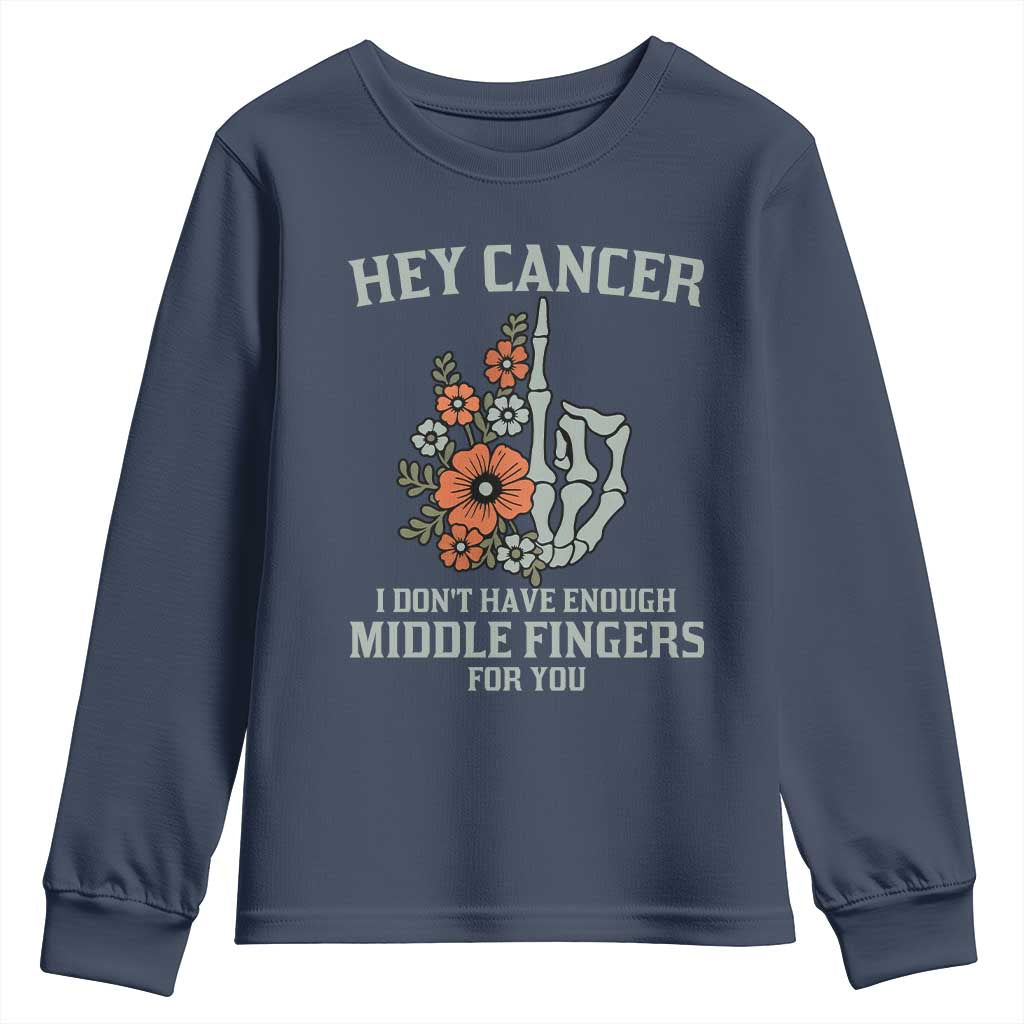 Anti Cancer Skeleton Middle Finger Youth Sweatshirt Floral Fck Cancer