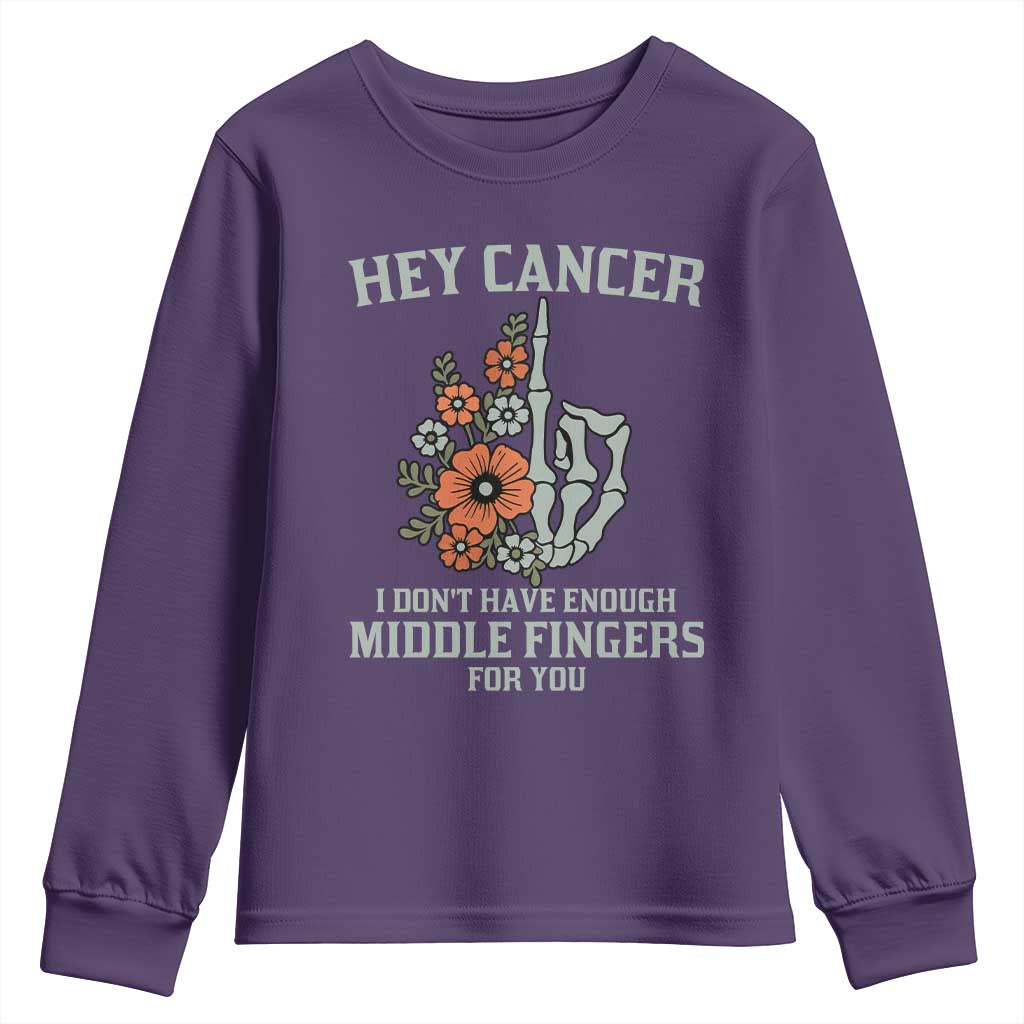 Anti Cancer Skeleton Middle Finger Youth Sweatshirt Floral Fck Cancer