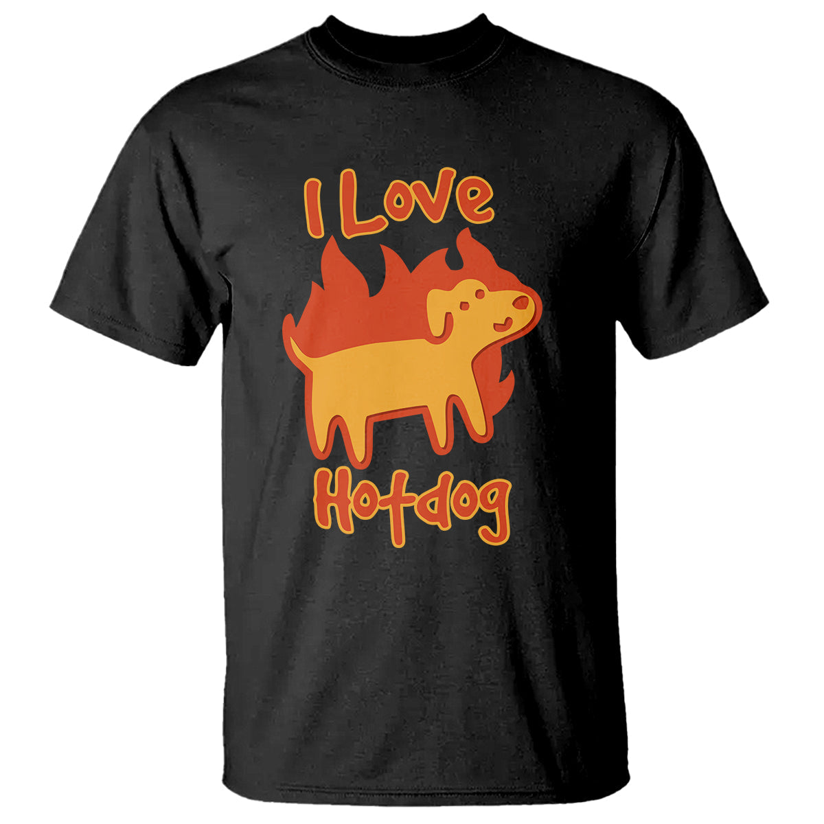 hot-dog-t-shirt-i-love-hot-dog-funny-dog-on-fire-meme-dog-puns