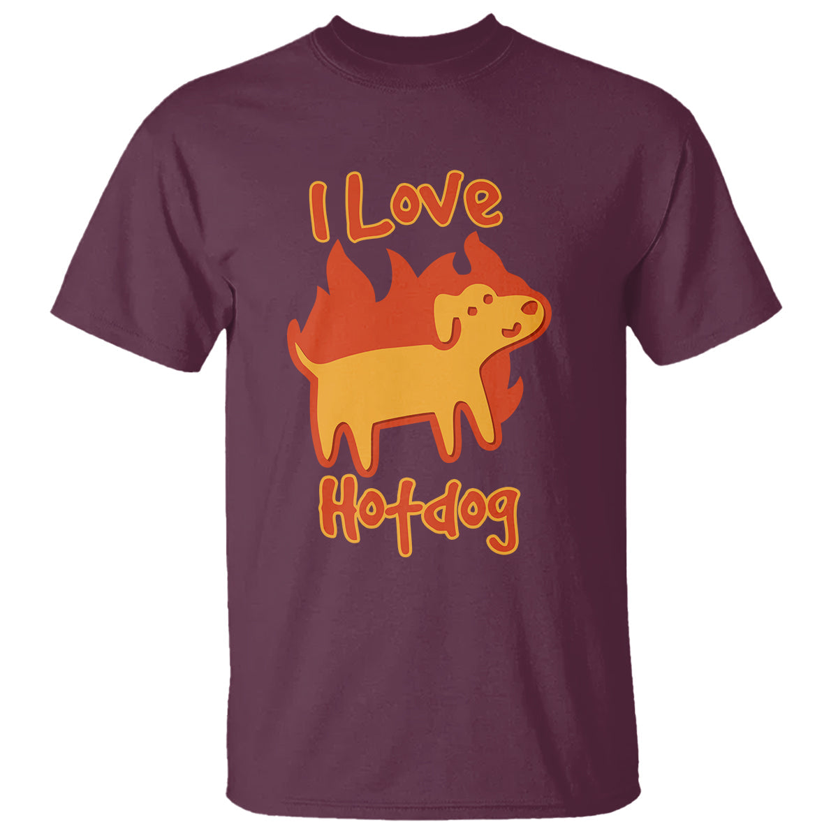hot-dog-t-shirt-i-love-hot-dog-funny-dog-on-fire-meme-dog-puns