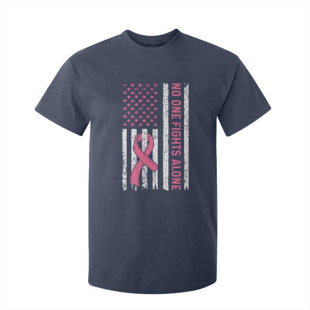 Nobody Fights Alone Pink Ribbon Flag T Shirt For Kid Breast Cancer Support Support