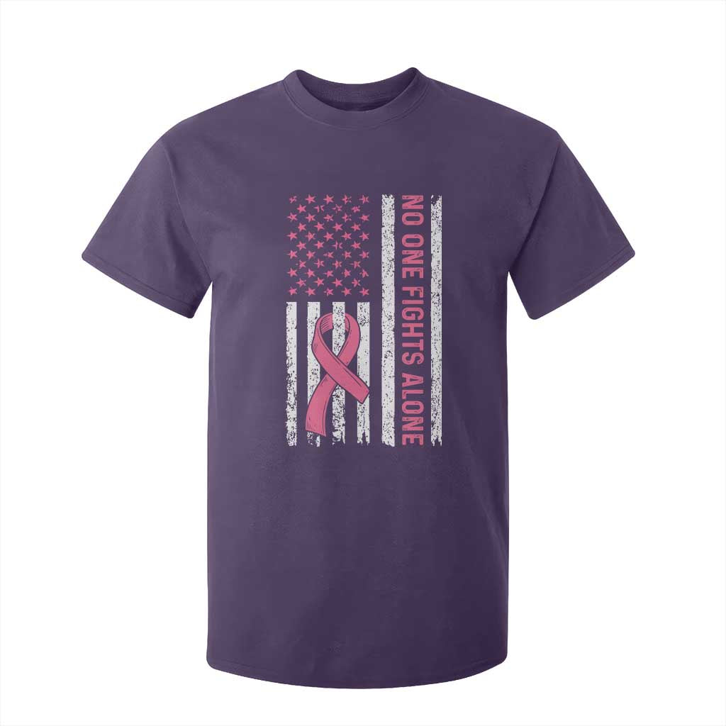 Nobody Fights Alone Pink Ribbon Flag T Shirt For Kid Breast Cancer Support Support