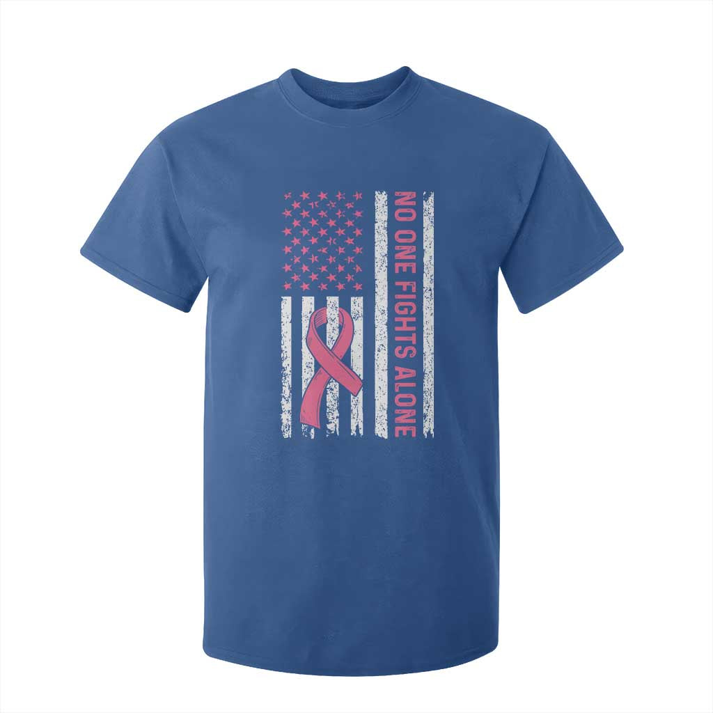 Nobody Fights Alone Pink Ribbon Flag T Shirt For Kid Breast Cancer Support Support