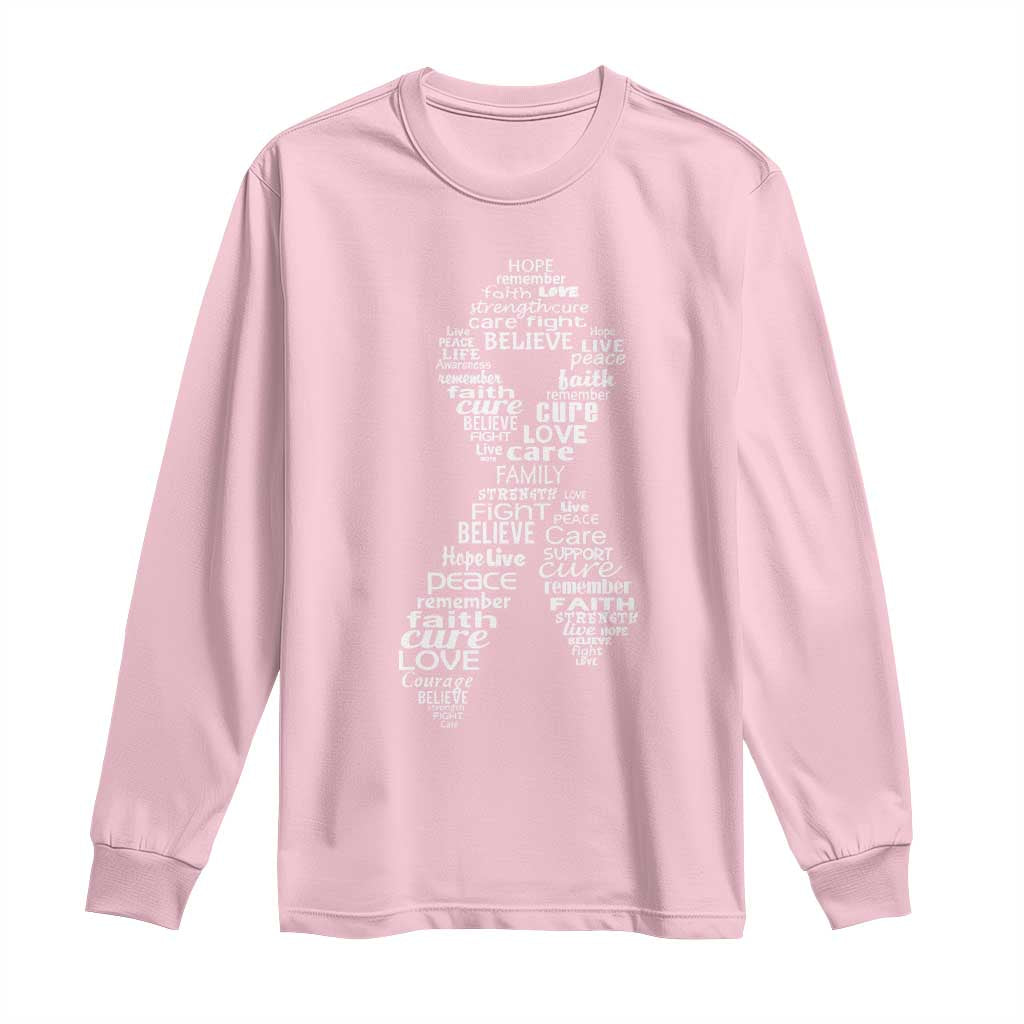 Inspirational Breast Cancer Support Long Sleeve Shirt Pink Ribbon Warrior
