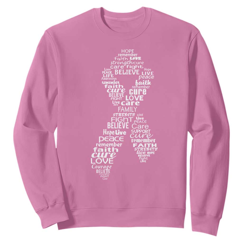 Inspirational Breast Cancer Support Sweatshirt Pink Ribbon Warrior