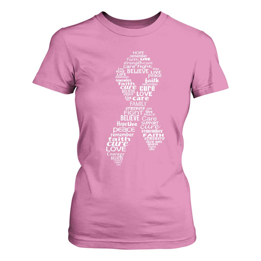 Inspirational Breast Cancer Support T Shirt For Women Pink Ribbon Warrior