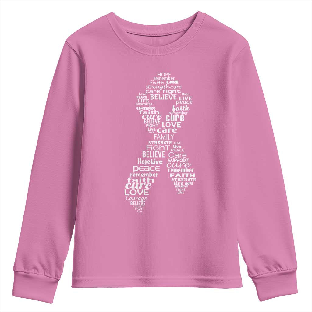 Inspirational Breast Cancer Support Youth Sweatshirt Pink Ribbon Warrior