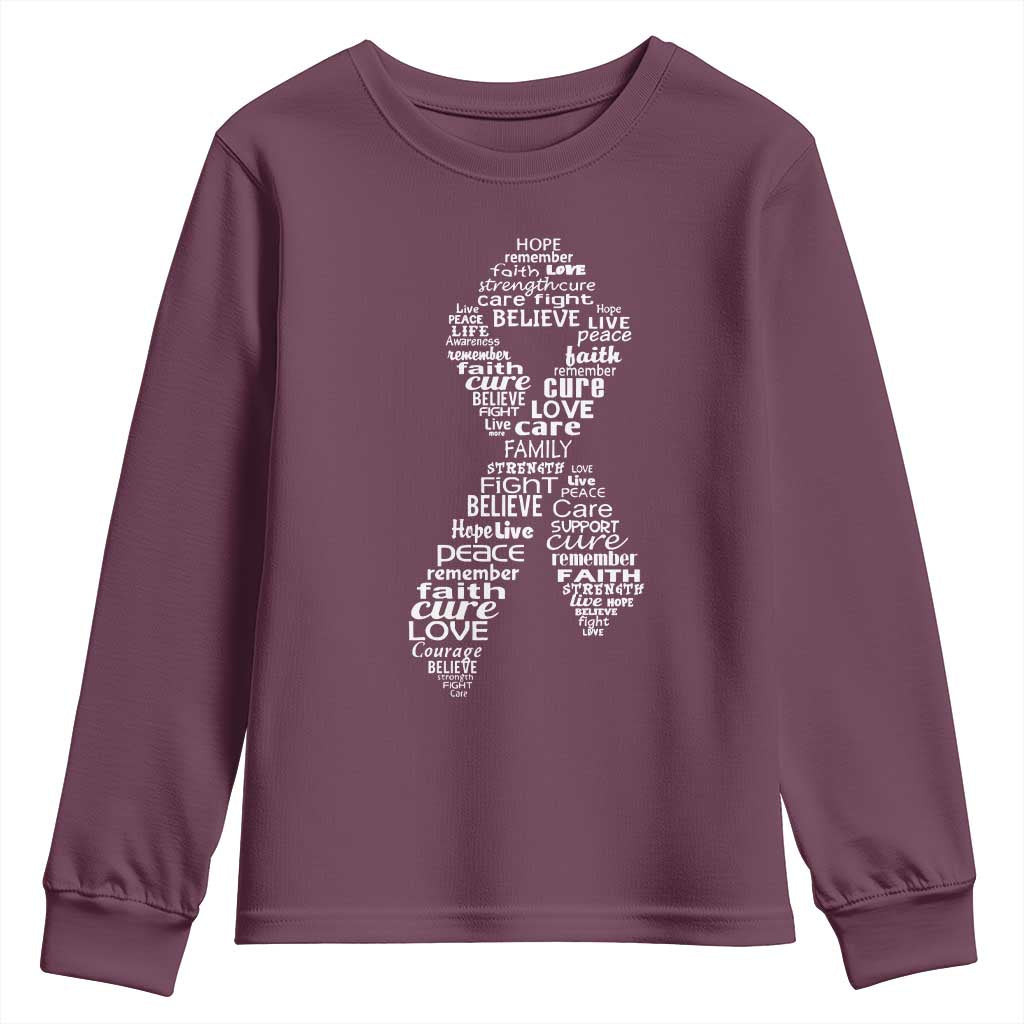 Inspirational Breast Cancer Support Youth Sweatshirt Pink Ribbon Warrior
