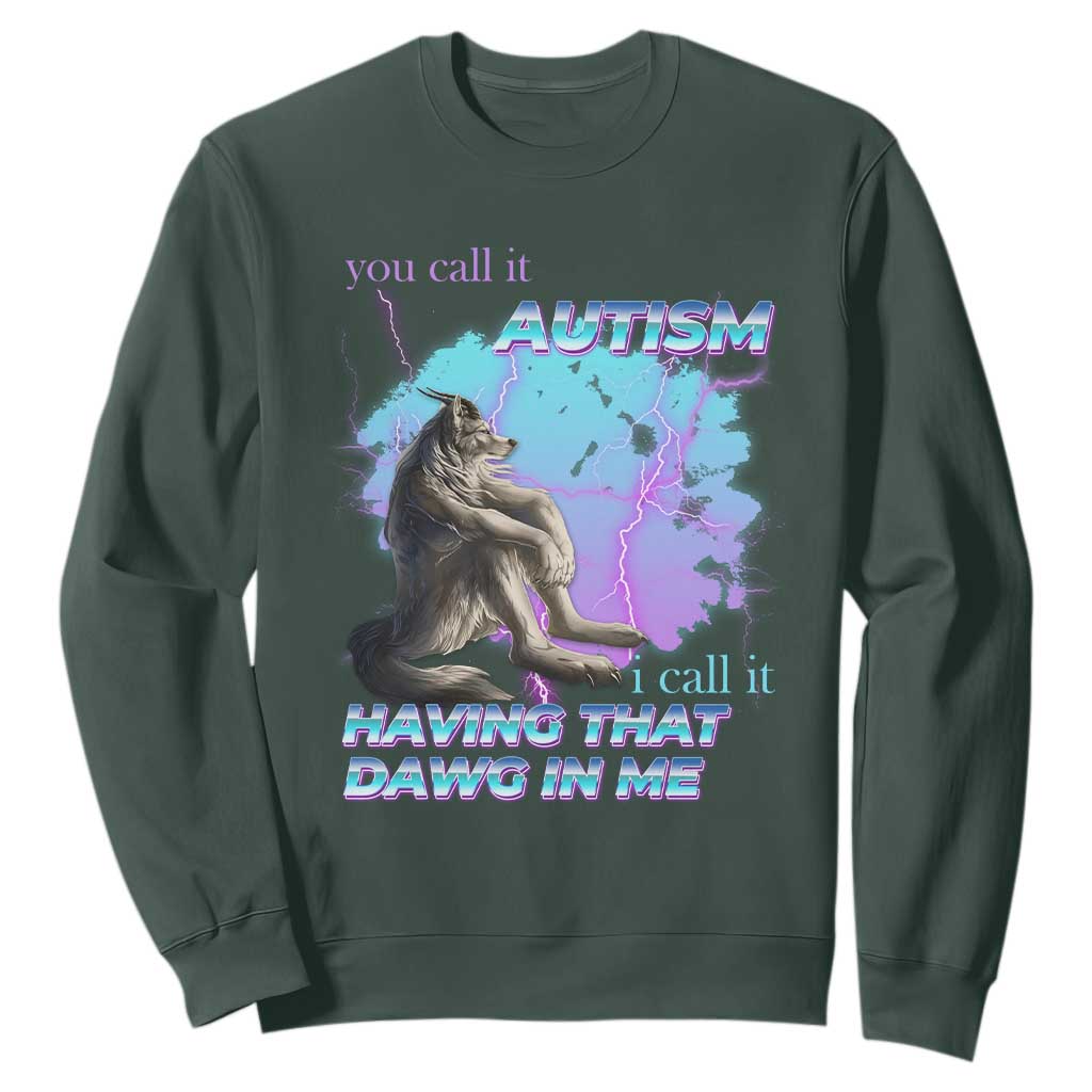Funny Autistic Alpha Wolf Meme Sweatshirt You Call It Autism I Call It Having That Dawg In Me