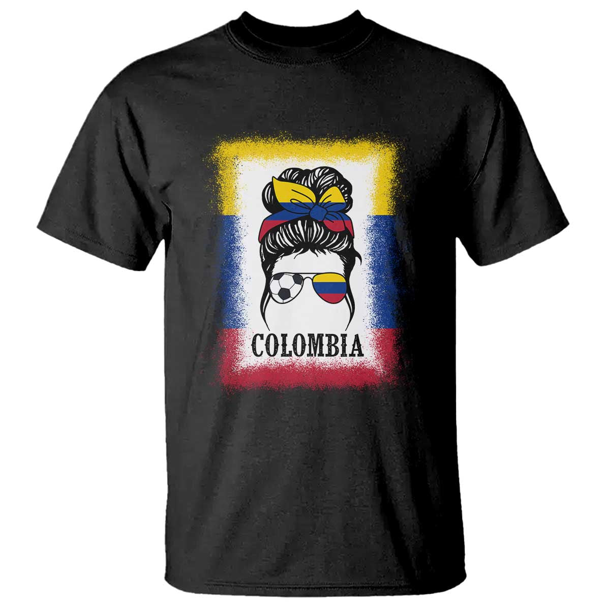 colombia-football-t-shirt-colombian-messy-bun-futbol-lover-bleached