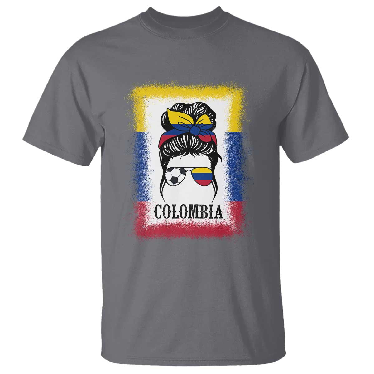 colombia-football-t-shirt-colombian-messy-bun-futbol-lover-bleached