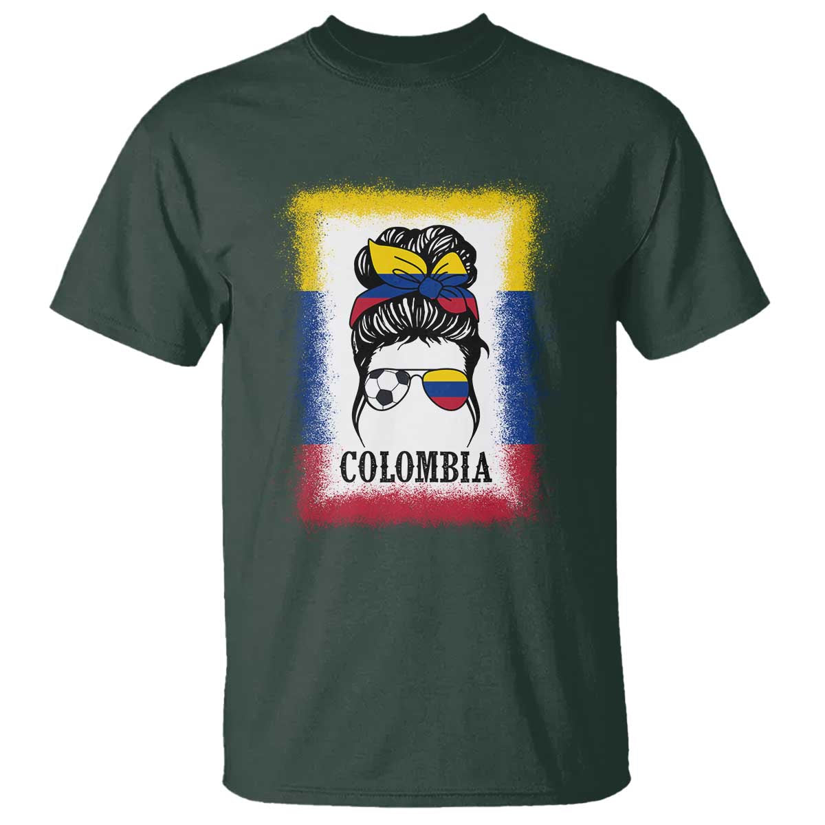 colombia-football-t-shirt-colombian-messy-bun-futbol-lover-bleached