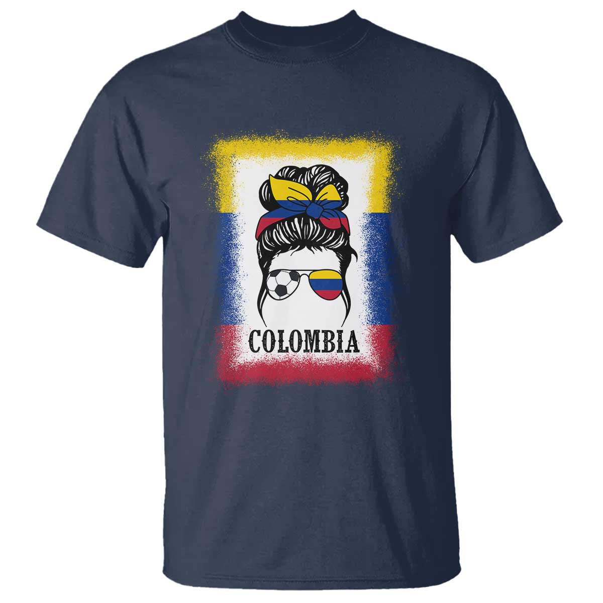 colombia-football-t-shirt-colombian-messy-bun-futbol-lover-bleached