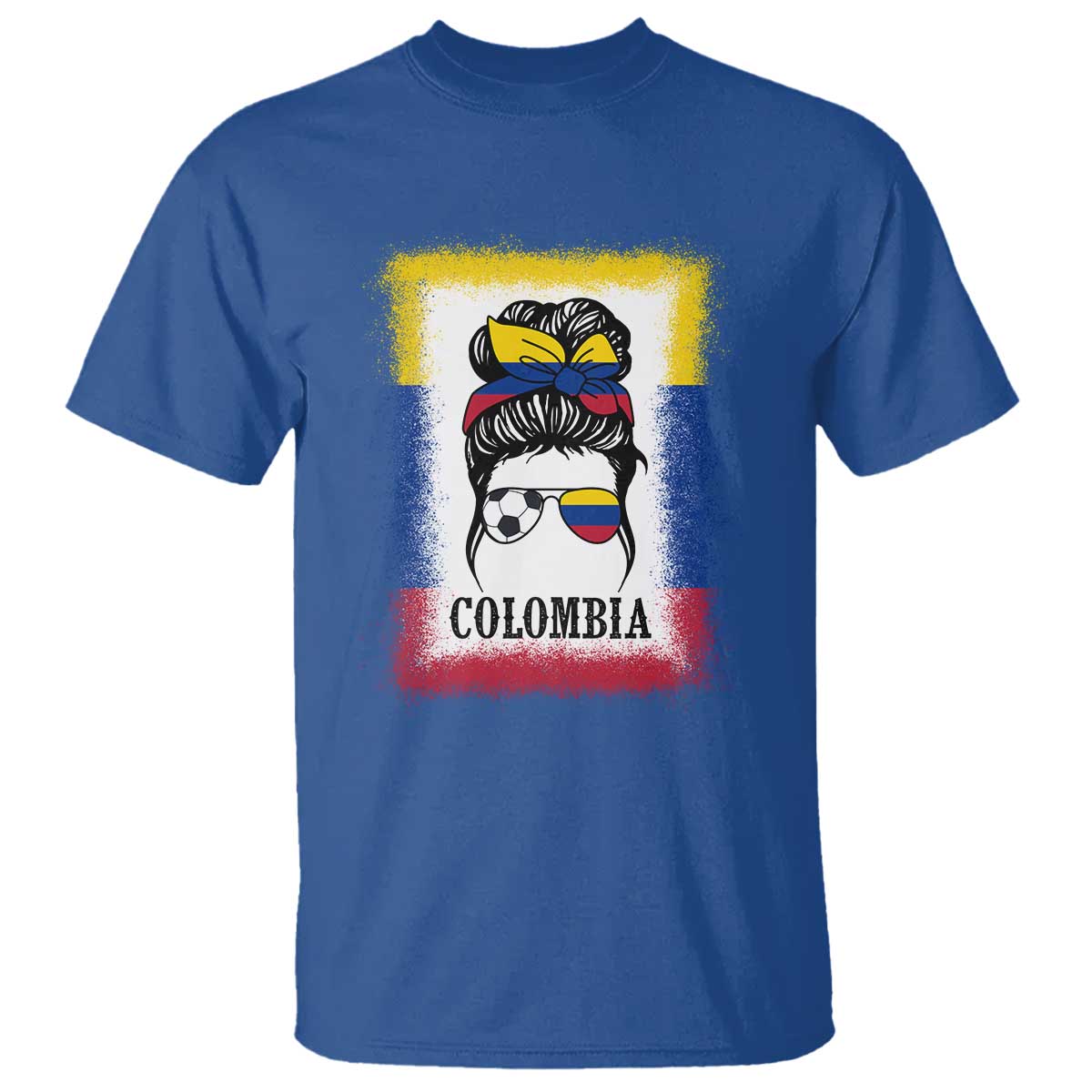 colombia-football-t-shirt-colombian-messy-bun-futbol-lover-bleached
