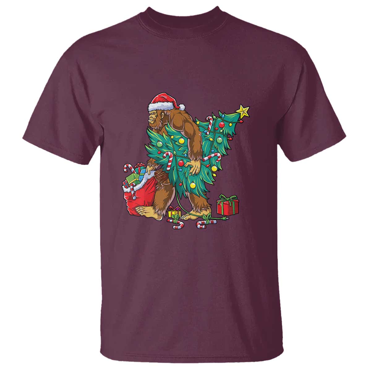 bigfoot-christmas-tree-t-shirt-xmas-lights-sasquatch-lovers