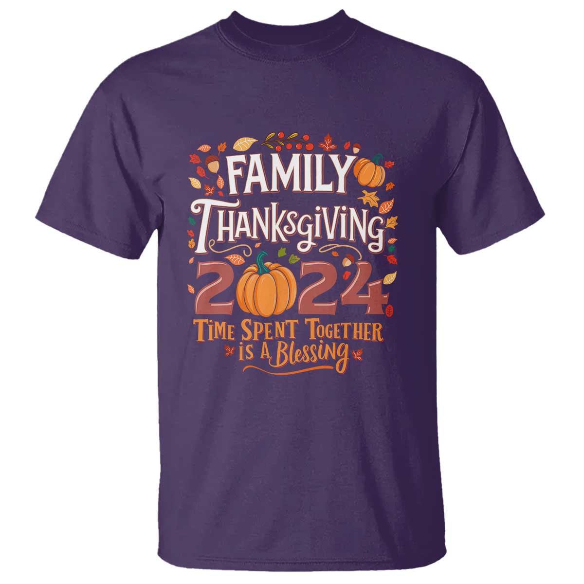 family-thanksgiving-2024-t-shirt-time-spent-together-is-a-blessing-thankful-matching-group-crew