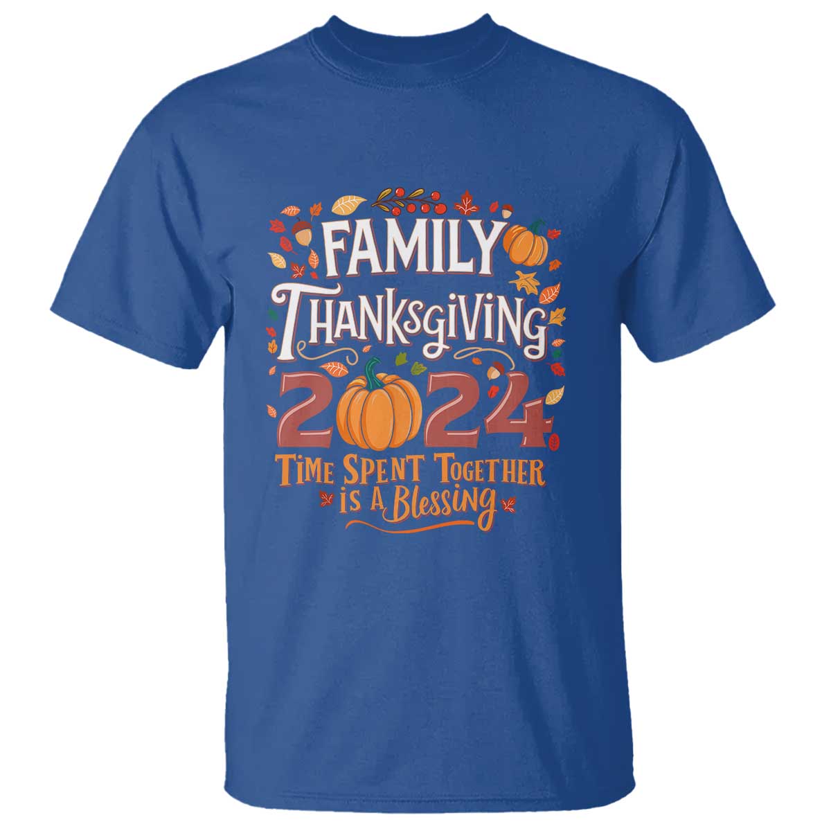 family-thanksgiving-2024-t-shirt-time-spent-together-is-a-blessing-thankful-matching-group-crew