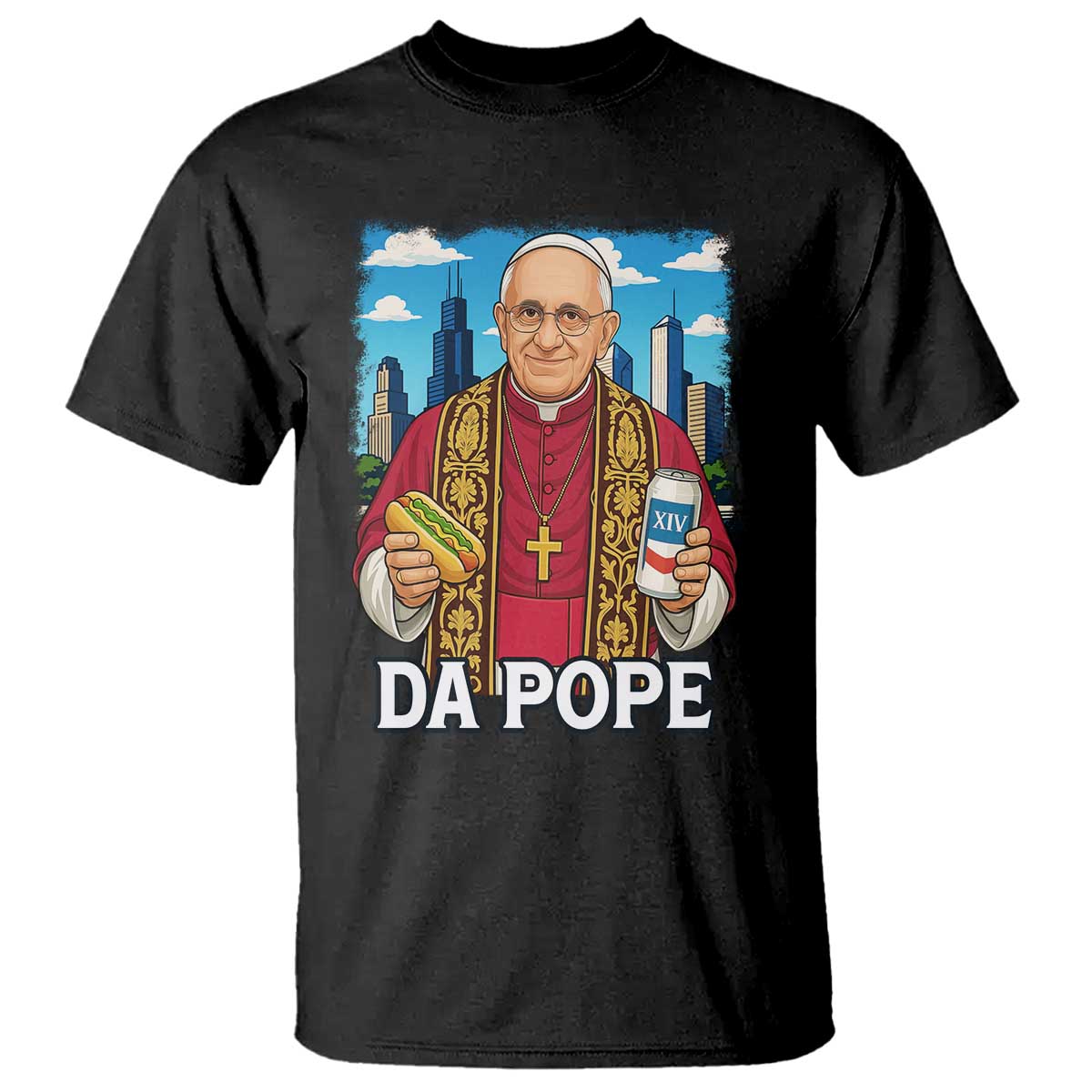 funny-da-pope-leo-xiv-t-shirt-267th-pope-chicago-hot-dog-and-beer