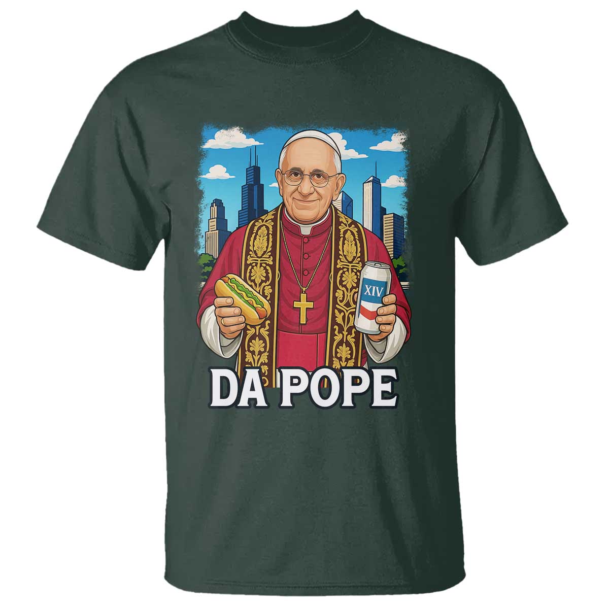 funny-da-pope-leo-xiv-t-shirt-267th-pope-chicago-hot-dog-and-beer