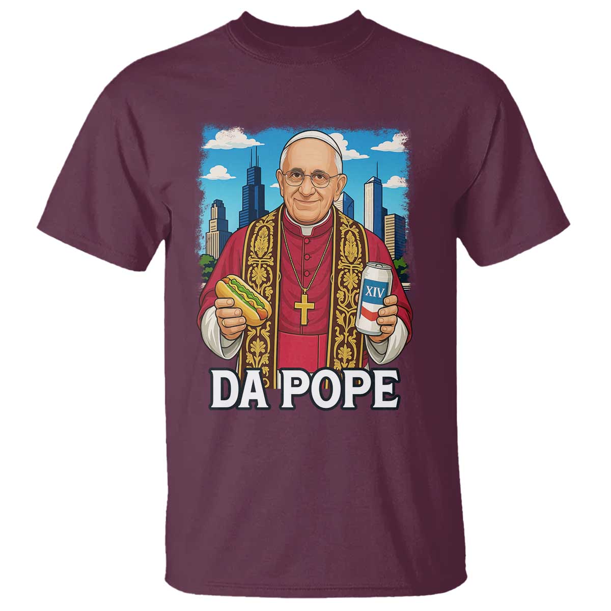 funny-da-pope-leo-xiv-t-shirt-267th-pope-chicago-hot-dog-and-beer