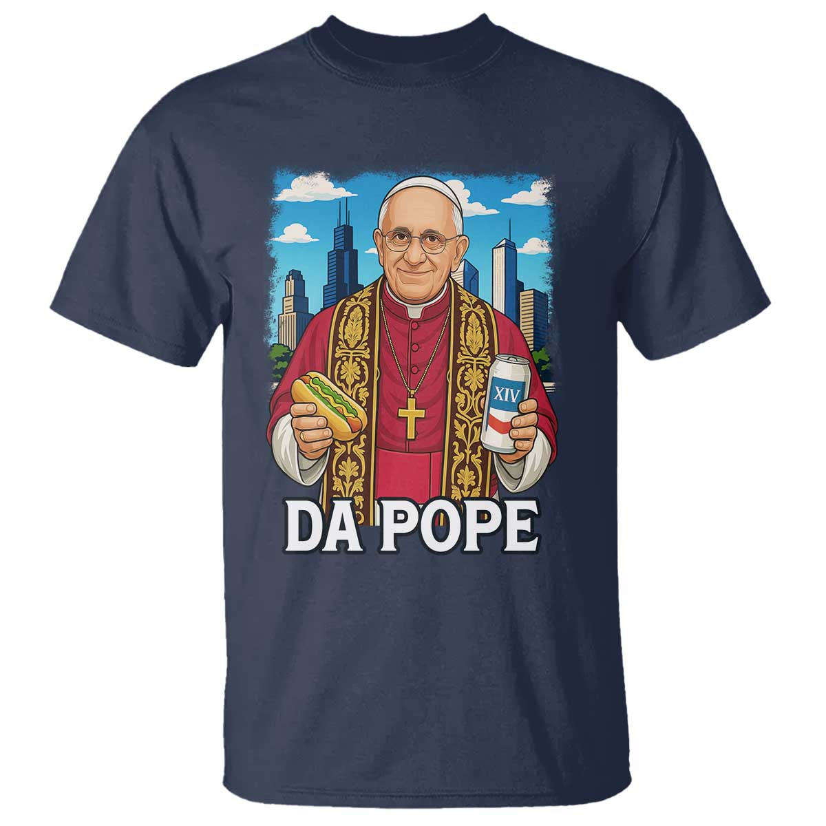 funny-da-pope-leo-xiv-t-shirt-267th-pope-chicago-hot-dog-and-beer