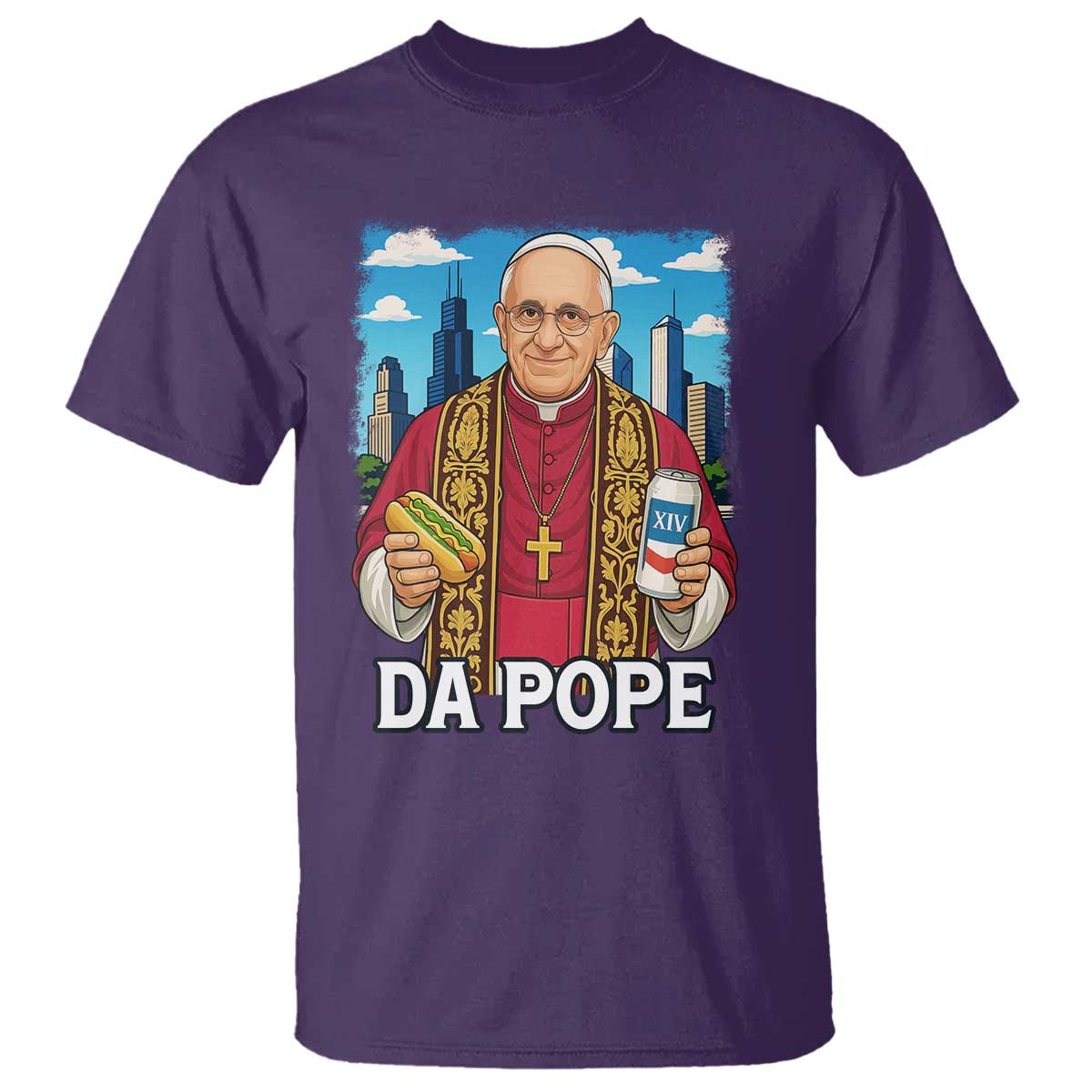 funny-da-pope-leo-xiv-t-shirt-267th-pope-chicago-hot-dog-and-beer