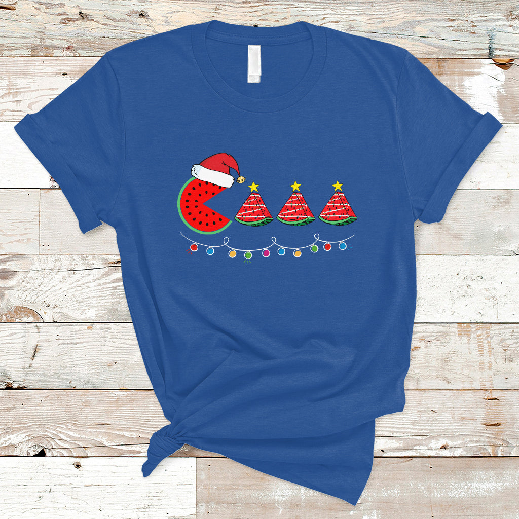christmas-in-july-t-shirt-lighting-santa-watermelon-pie-eating-christmas-in-july