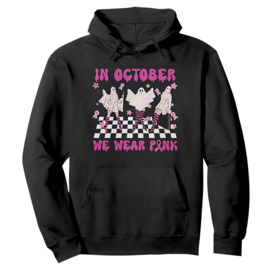 Breast Cancer Boo Sheet Support Squad Hoodie In October We Wear Pink Halloween Ghost Pink Ribbon