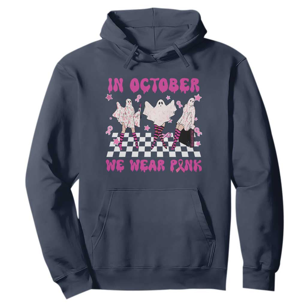 Breast Cancer Boo Sheet Support Squad Hoodie In October We Wear Pink Halloween Ghost Pink Ribbon