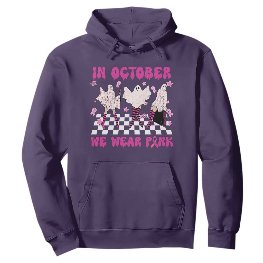 Breast Cancer Boo Sheet Support Squad Hoodie In October We Wear Pink Halloween Ghost Pink Ribbon