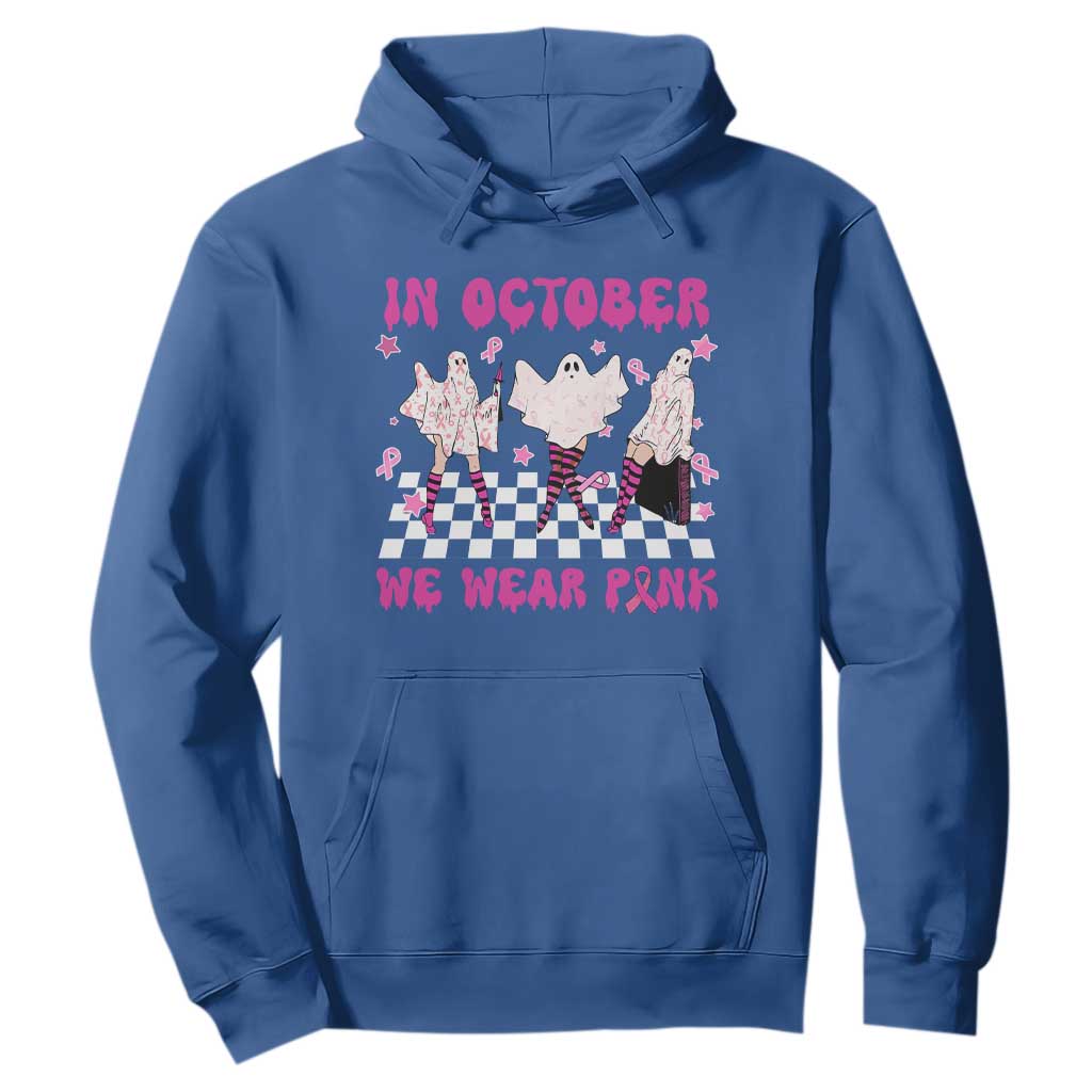 Breast Cancer Boo Sheet Support Squad Hoodie In October We Wear Pink Halloween Ghost Pink Ribbon