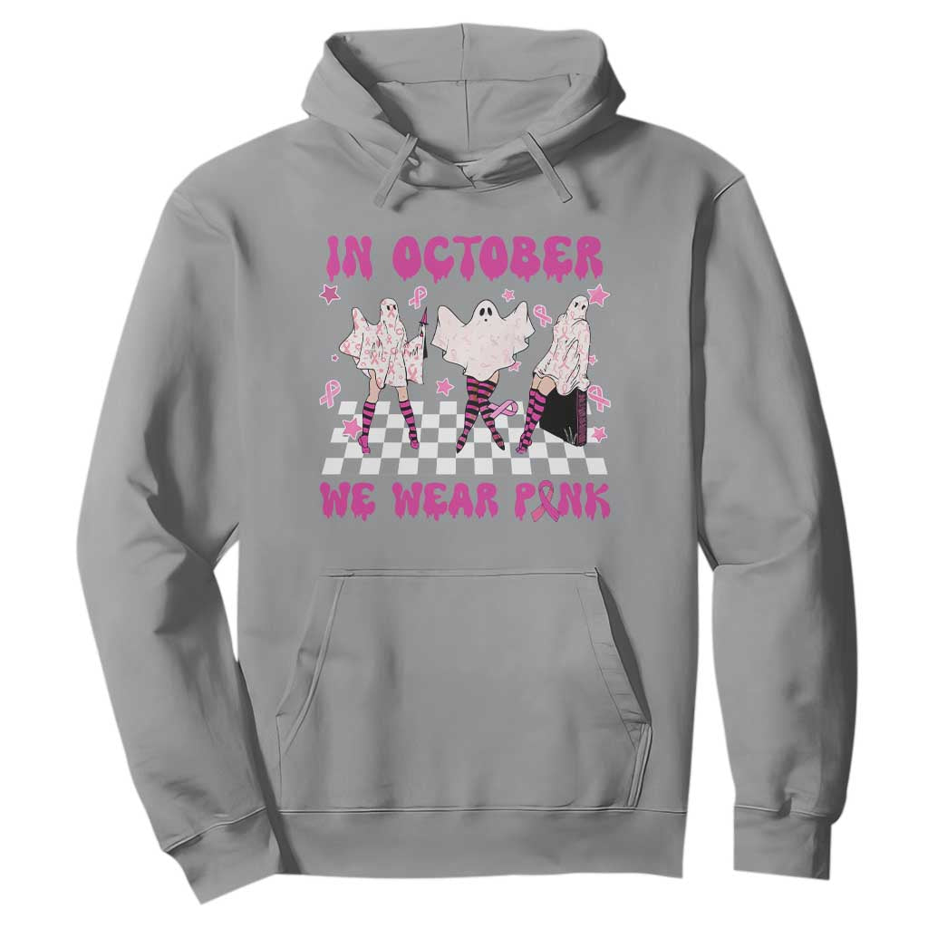 Breast Cancer Boo Sheet Support Squad Hoodie In October We Wear Pink Halloween Ghost Pink Ribbon