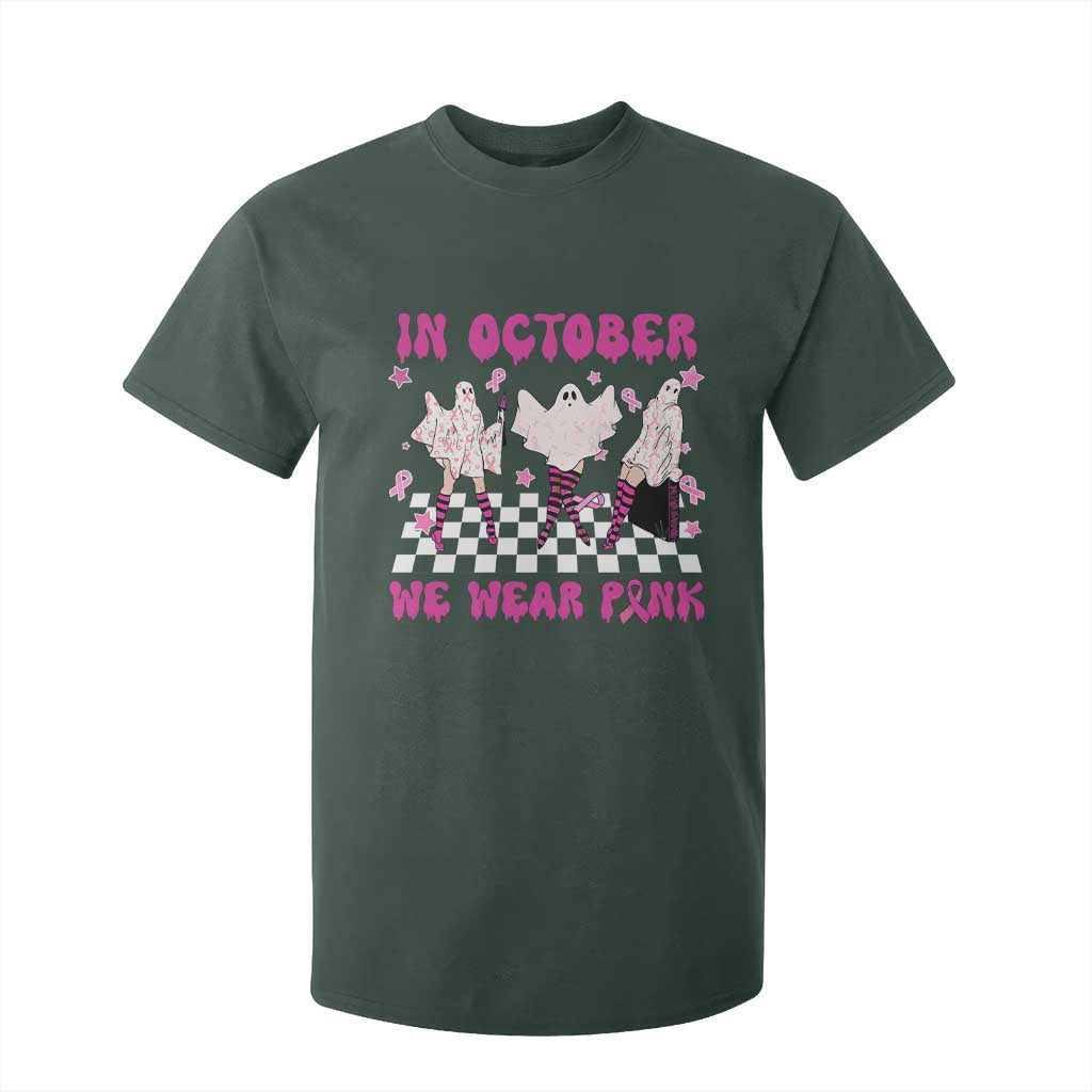 Breast Cancer Boo Sheet Support Squad T Shirt For Kid In October We Wear Pink Halloween Ghost Pink Ribbon