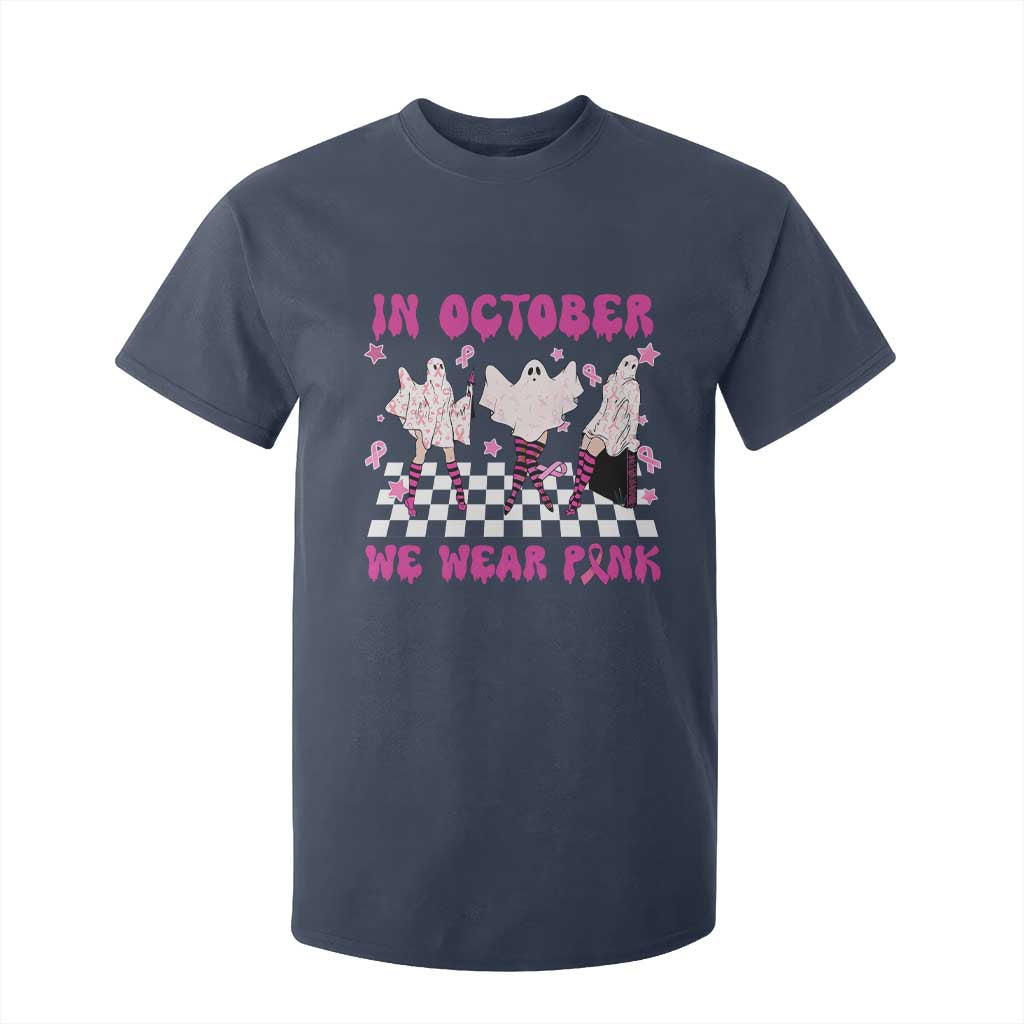 Breast Cancer Boo Sheet Support Squad T Shirt For Kid In October We Wear Pink Halloween Ghost Pink Ribbon