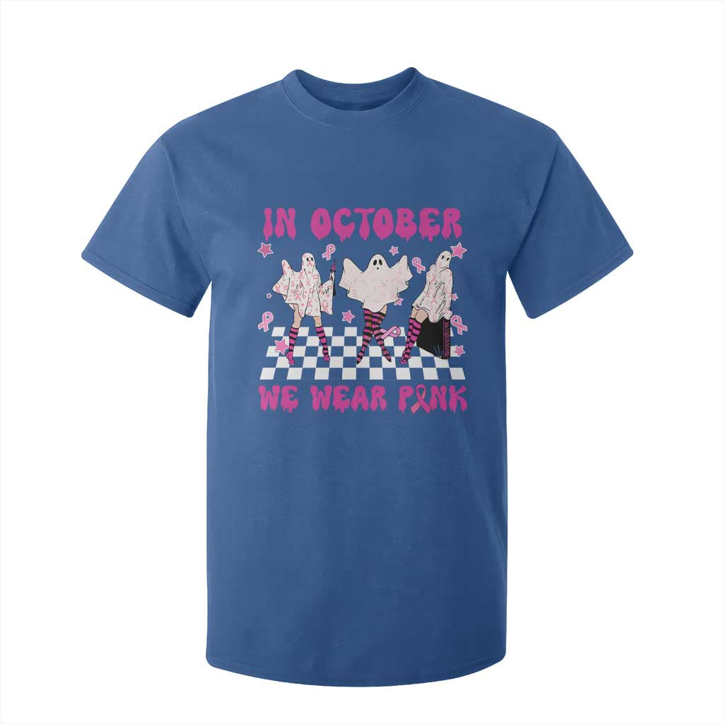 Breast Cancer Boo Sheet Support Squad T Shirt For Kid In October We Wear Pink Halloween Ghost Pink Ribbon