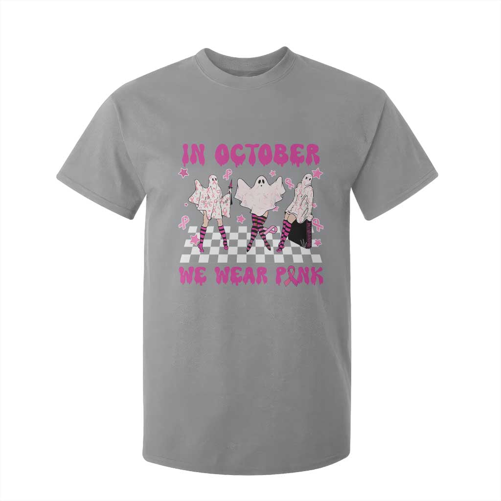 Breast Cancer Boo Sheet Support Squad T Shirt For Kid In October We Wear Pink Halloween Ghost Pink Ribbon