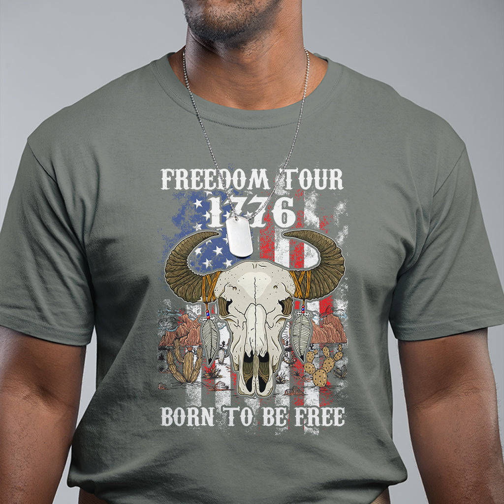 patriotic-american-western-design-4th-of-july-freedom-tour-1776-born-to-be-free-buffalo-skull-t-shirt-independence-day-us-patiotic-shirts-t-shirt