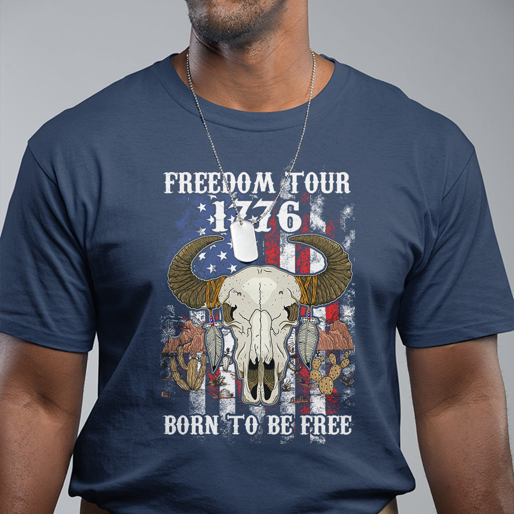 patriotic-american-western-design-4th-of-july-freedom-tour-1776-born-to-be-free-buffalo-skull-t-shirt-independence-day-us-patiotic-shirts-t-shirt