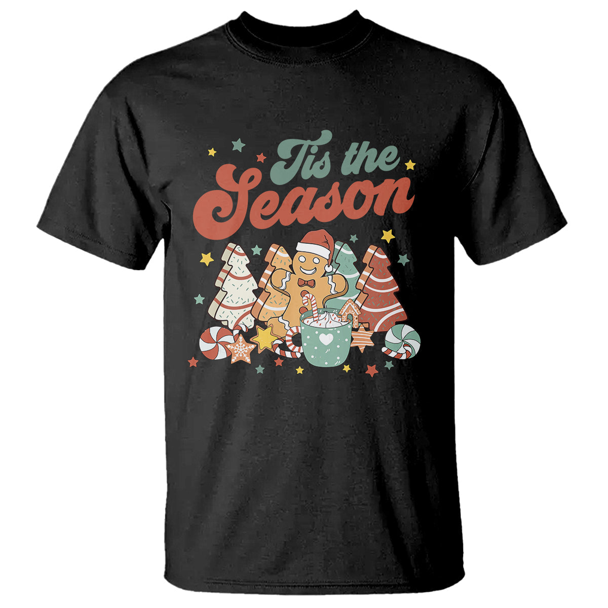 christmas-cookies-t-shirt-tis-the-season-xmas-tree-cakes-gingerbread-man-retro-groovy