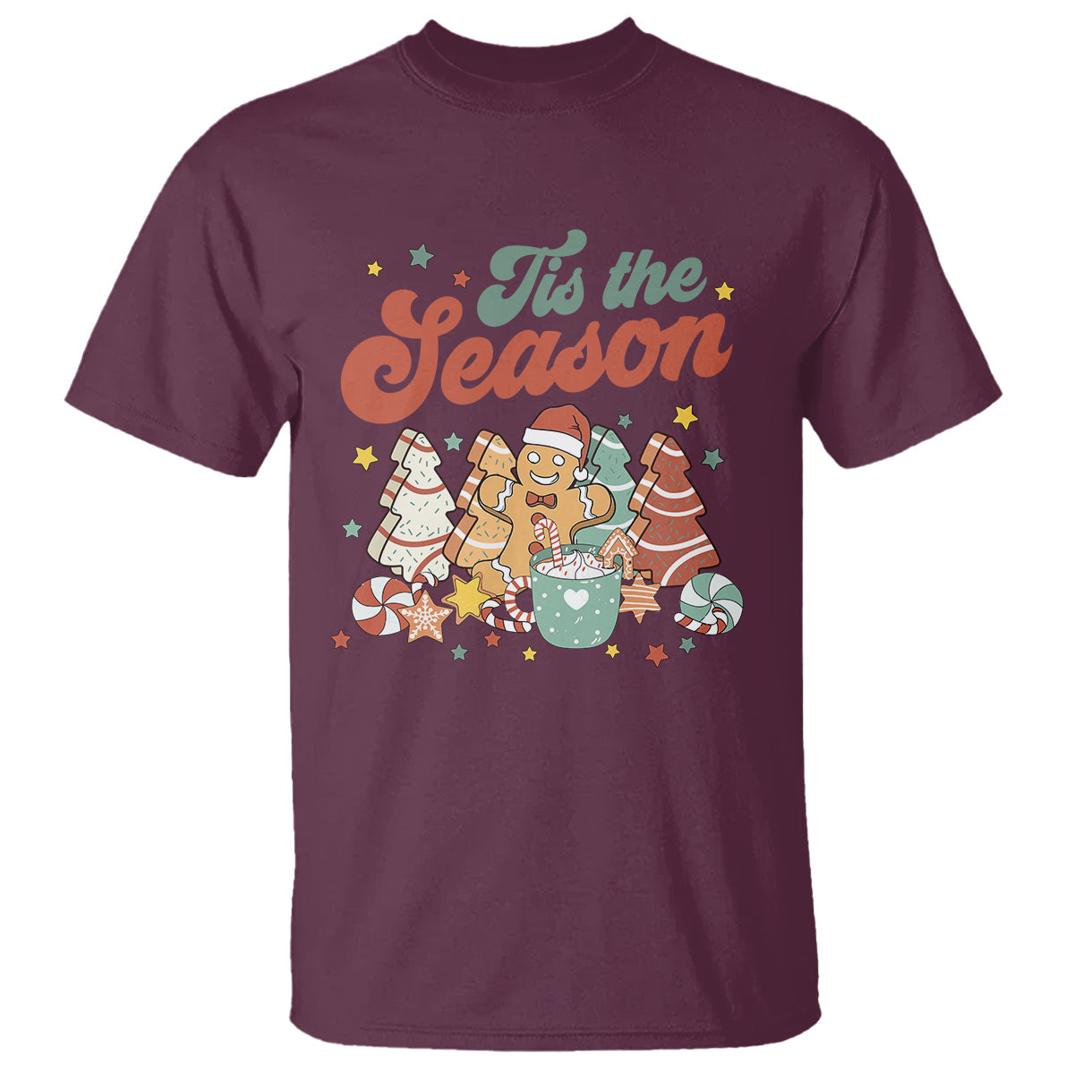 christmas-cookies-t-shirt-tis-the-season-xmas-tree-cakes-gingerbread-man-retro-groovy