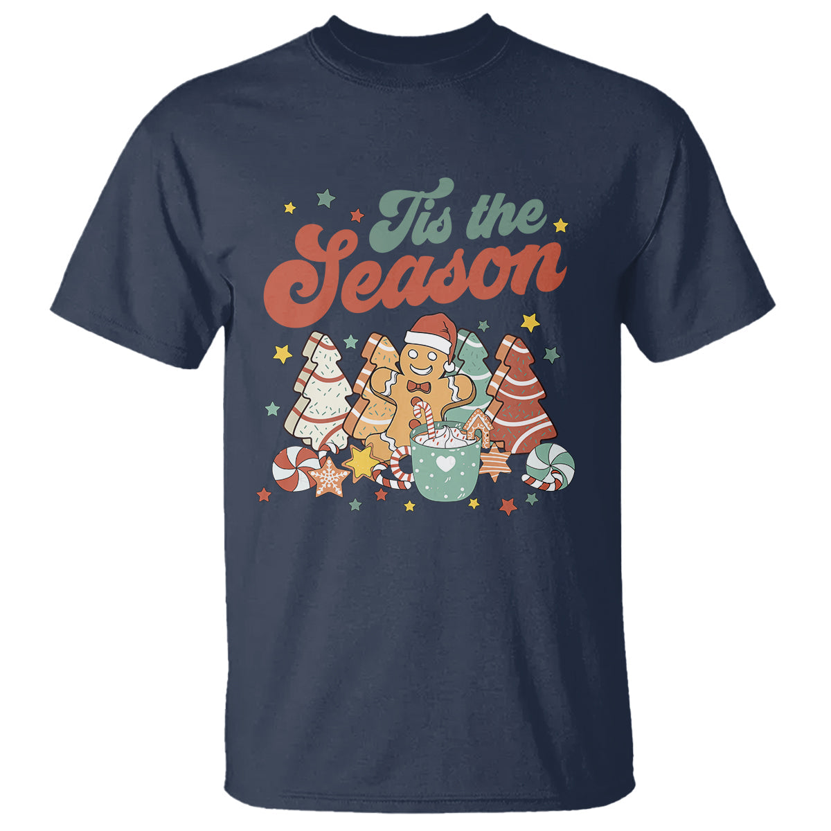 christmas-cookies-t-shirt-tis-the-season-xmas-tree-cakes-gingerbread-man-retro-groovy